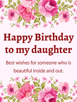 Pink Flower Happy Birday Card for Daughter is feminine
