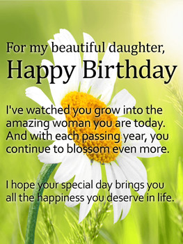 For my Beautiful Daughter Daisy Happy Birday Wish Card