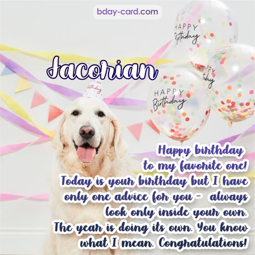 Happy Birthday pics for Jacorian with Dog