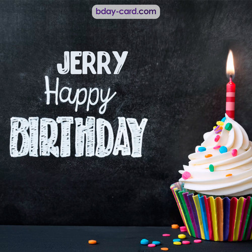 Happy Birthday images for Jerry with Cupcake