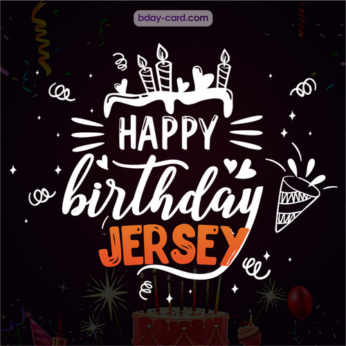 Black Happy Birthday cards for Jersey
