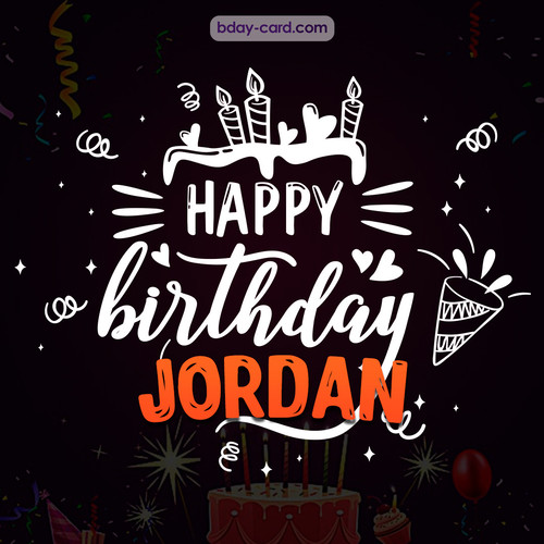 Black Happy Birthday cards for Jordan