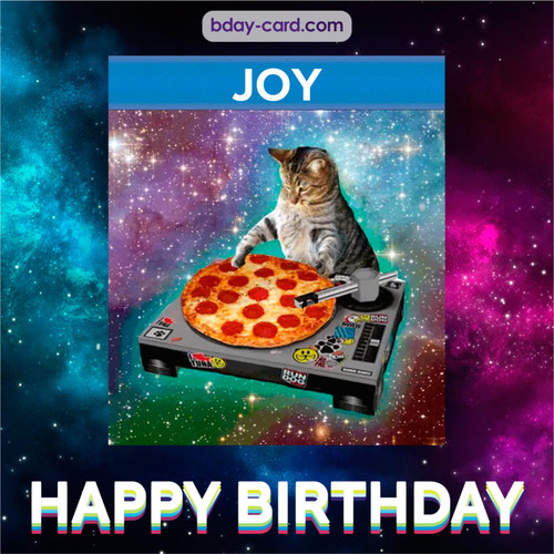 Meme with a cat for Joy - Happy Birthday