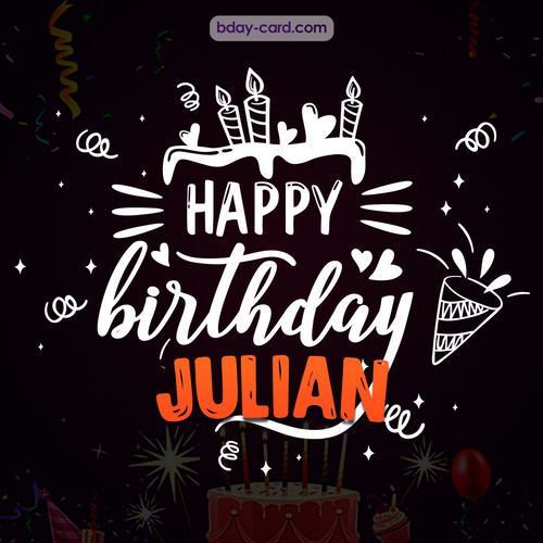 Black Happy Birthday cards for Julian