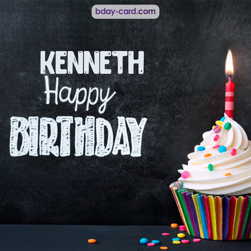 Happy Birthday images for Kenneth with Cupcake