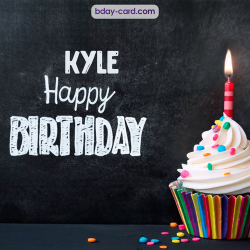 Happy Birthday images for Kyle with Cupcake