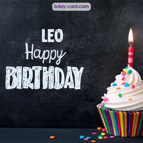Happy Birthday images for Leo with Cupcake