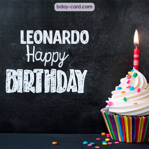 Happy Birthday images for Leonardo with Cupcake