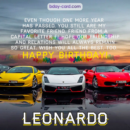 Birthday pics for Leonardo with Sports cars