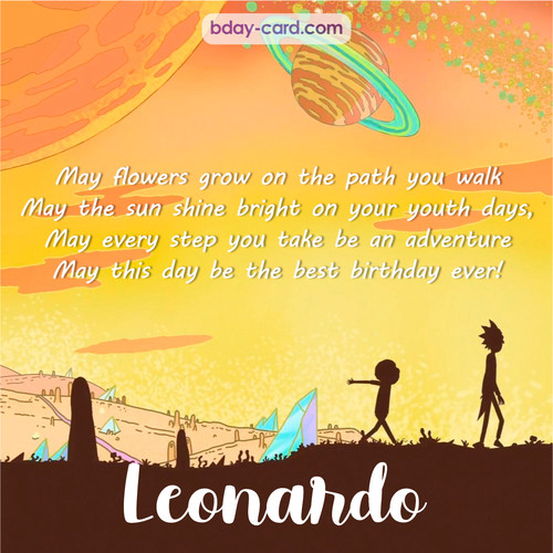 Birthday pics for Leonardo with Rick and Morty