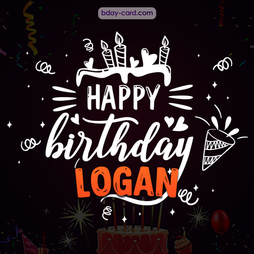 Black Happy Birthday cards for Logan