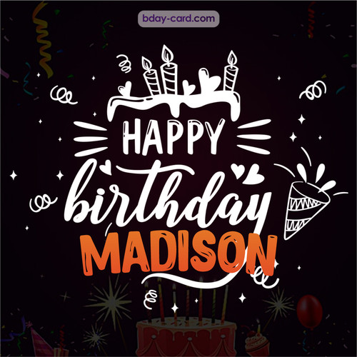 Black Happy Birthday cards for Madison