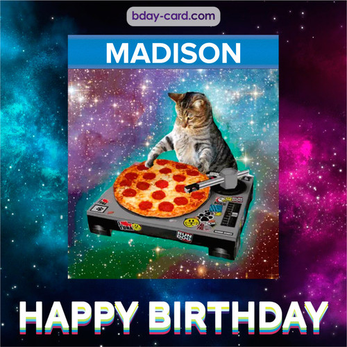 Meme with a cat for Madison - Happy Birthday