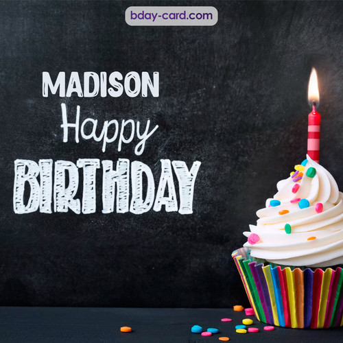 Happy Birthday images for Madison with Cupcake