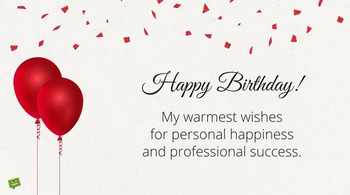 Birthday wish for boss on card with balloons and warm wis...
