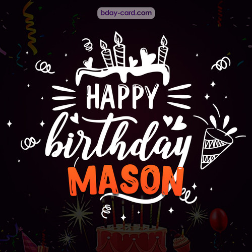 Black Happy Birthday cards for Mason