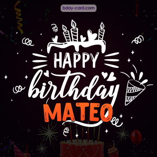 Black Happy Birthday cards for Mateo