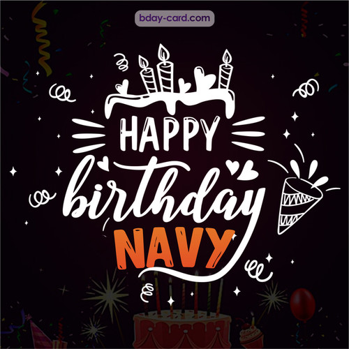 Black Happy Birthday cards for Navy