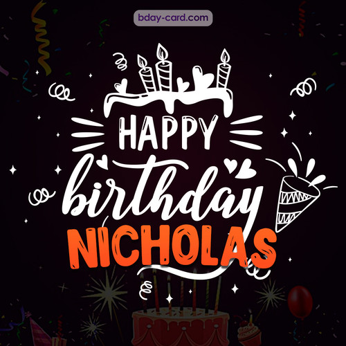 Black Happy Birthday cards for Nicholas