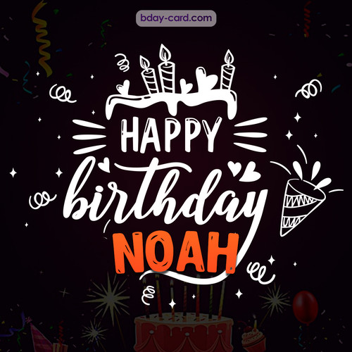 Black Happy Birthday cards for Noah