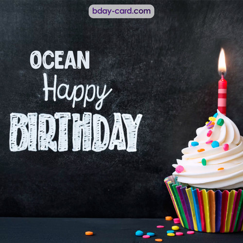 Happy Birthday images for Ocean with Cupcake
