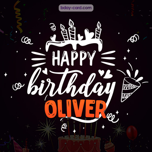 Black Happy Birthday cards for Oliver