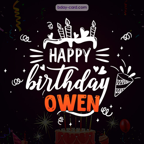 Black Happy Birthday cards for Owen