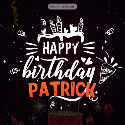 Black Happy Birthday cards for Patrick