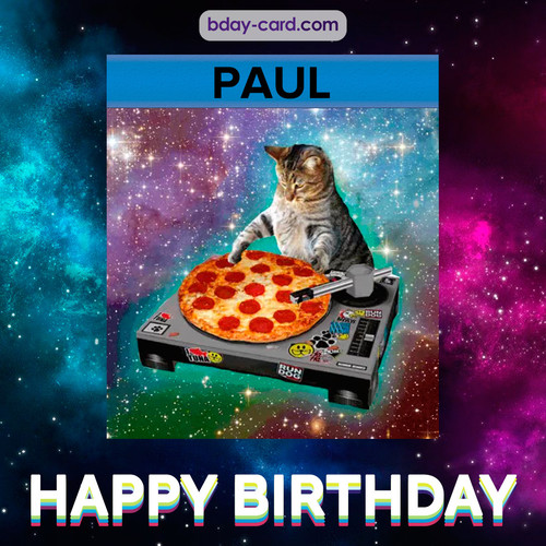 Meme with a cat for Paul - Happy Birthday