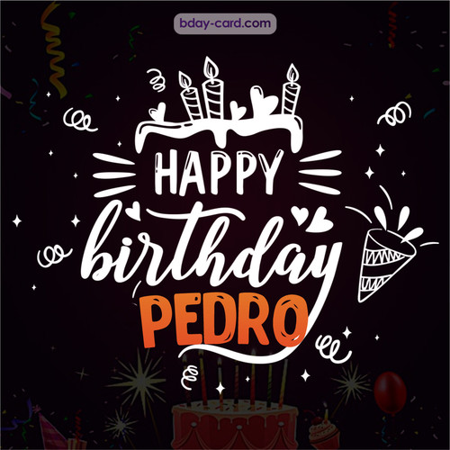 Black Happy Birthday cards for Pedro
