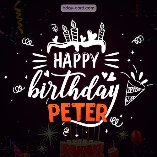 Black Happy Birthday cards for Peter
