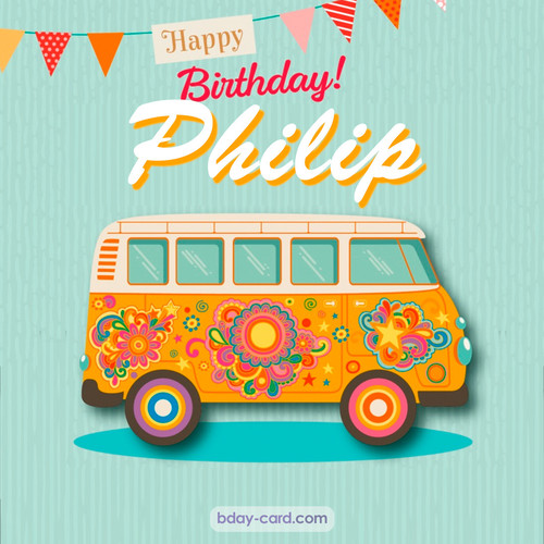 Happiest birthday pictures for Philip with hippie bus