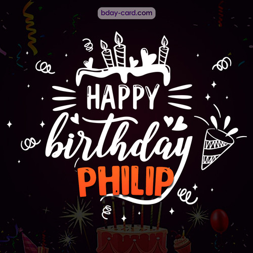 Black Happy Birthday cards for Philip