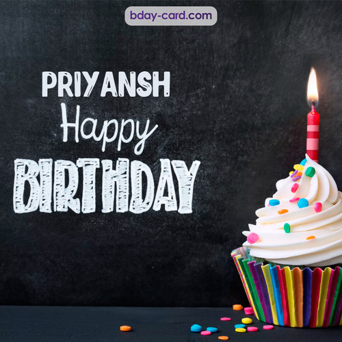 Happy Birthday images for Priyansh with Cupcake