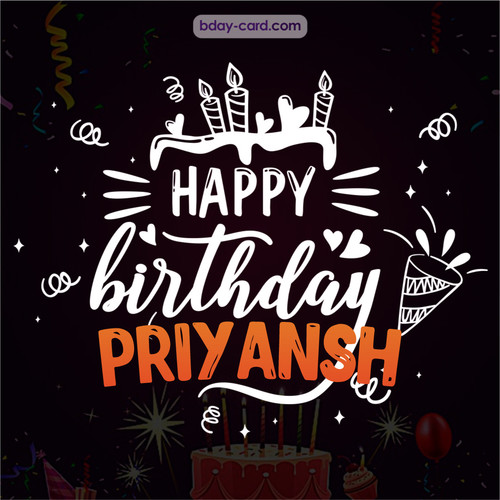 Black Happy Birthday cards for Priyansh