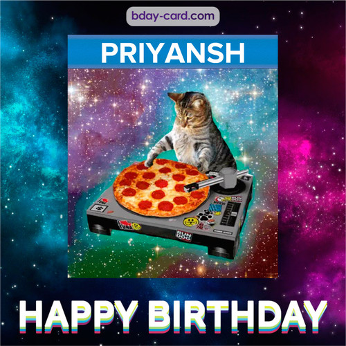 Meme with a cat for Priyansh - Happy Birthday