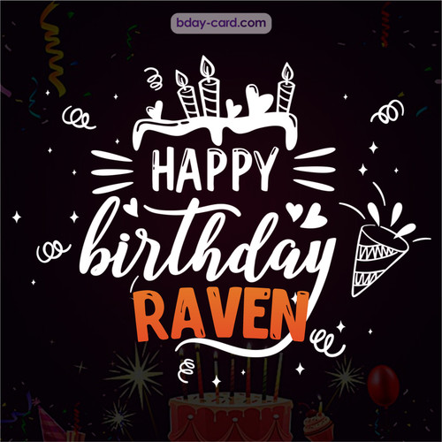 Black Happy Birthday cards for Raven
