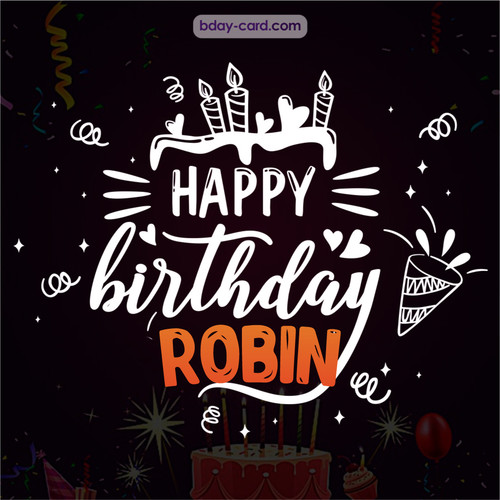 Black Happy Birthday cards for Robin