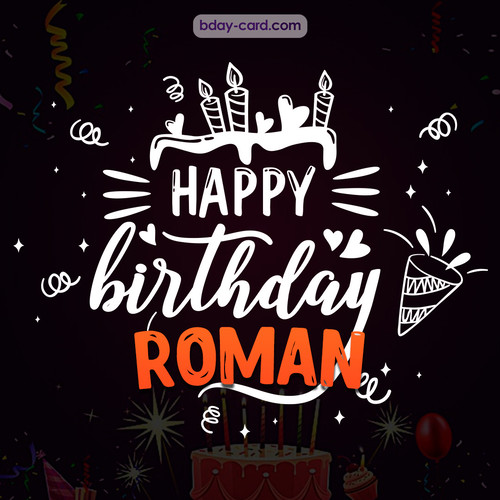 Black Happy Birthday cards for Roman